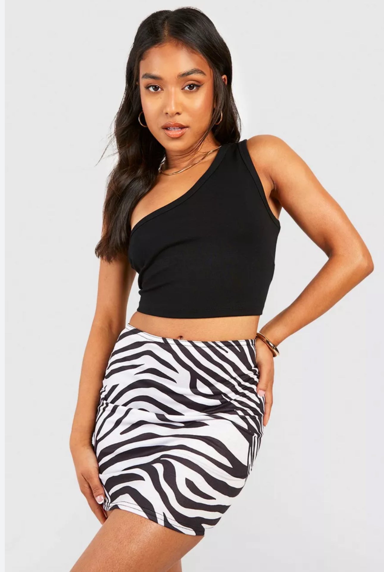 White zebra print skirt